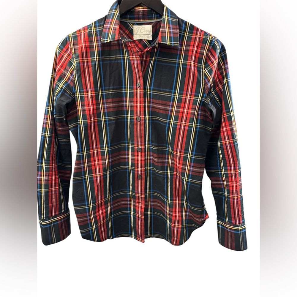J. Crew Slim-fit stretch cotton poplin shirt in Stewart tartan size 4. Preppy